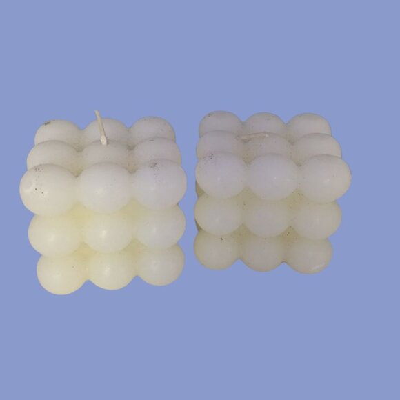Other - White Bubble Cube Candles (Set of 2)